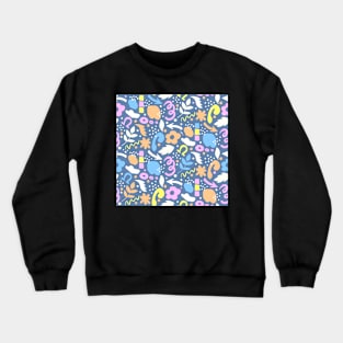 Abstract retro vibrant pattern in sherbet orange, mauve, off white and denim blue Crewneck Sweatshirt